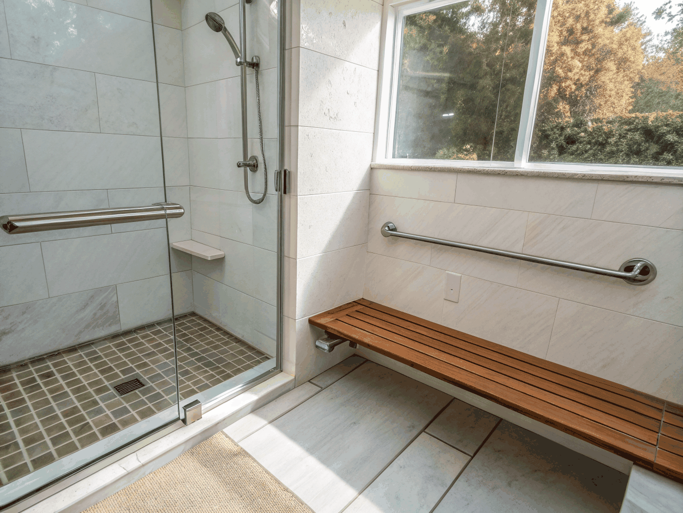Accessible bathroom modification with safety features
