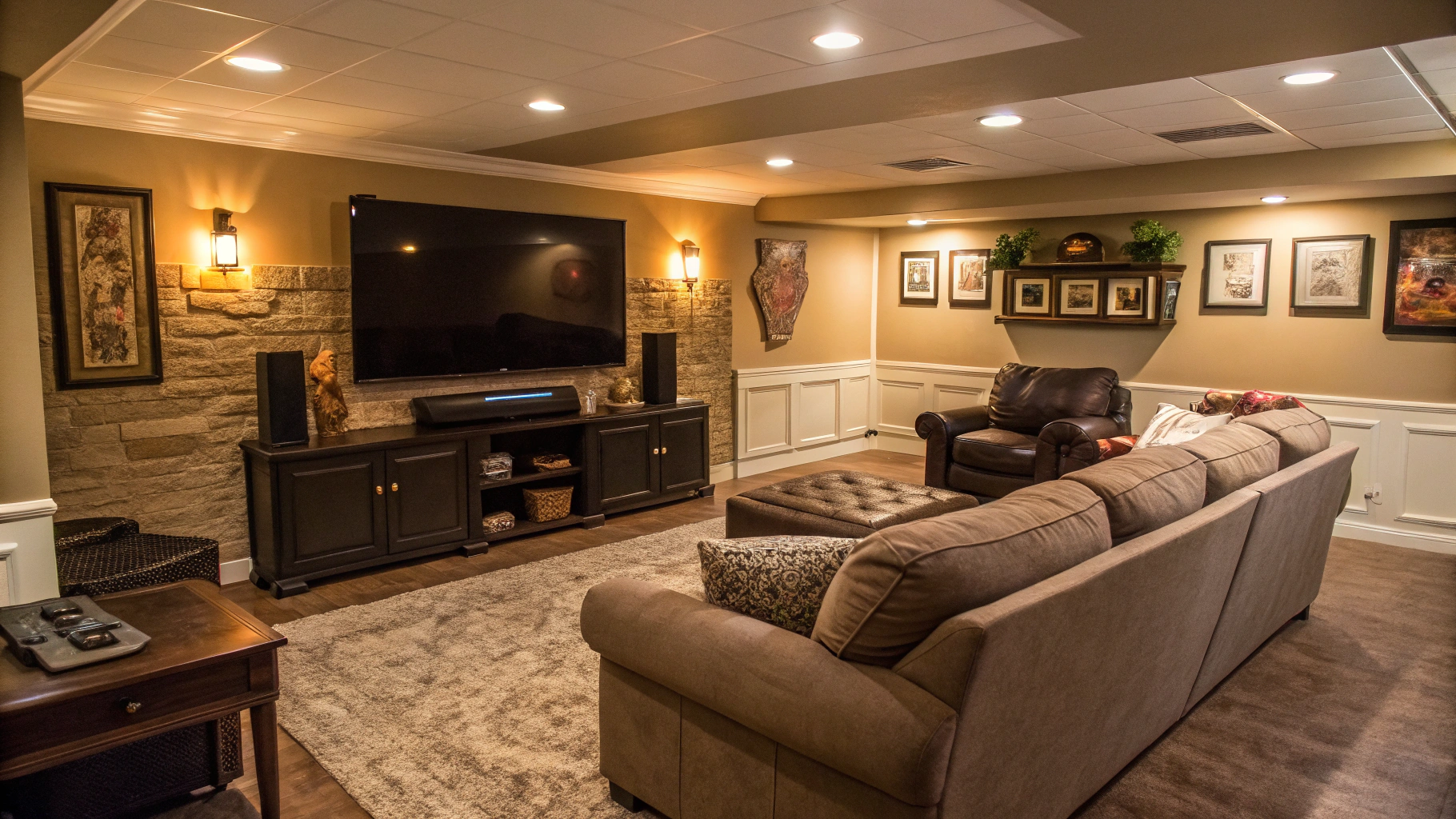 Finished basement living space renovation