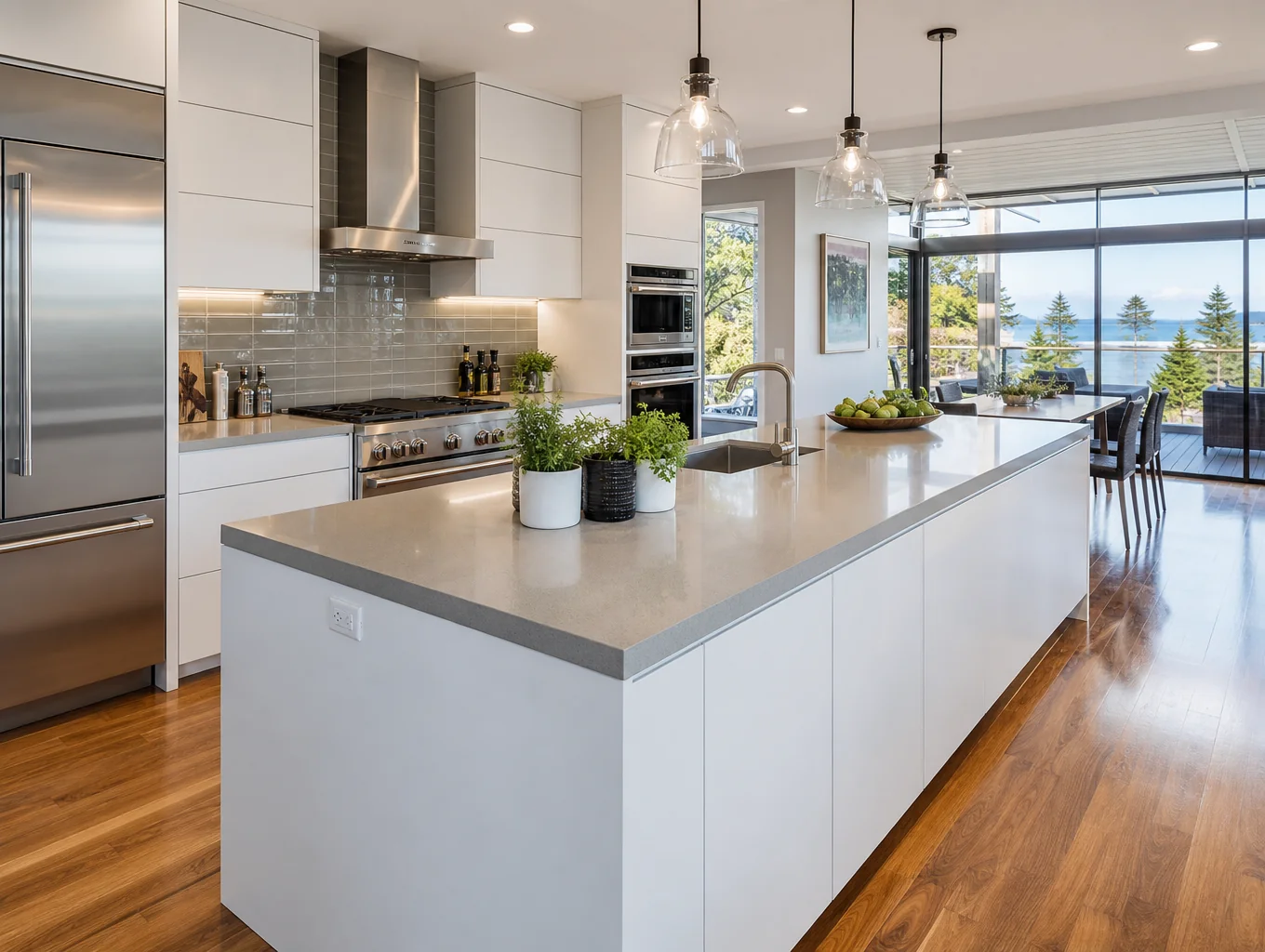 Modern kitchen renovation in Annapolis with custom cabinetry