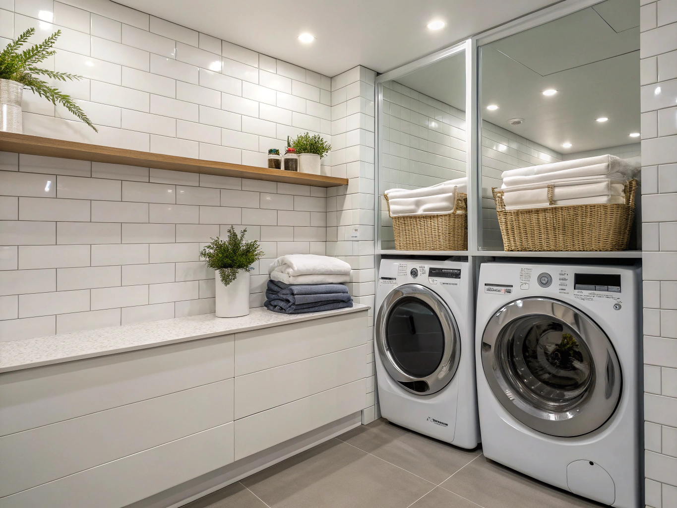Custom laundry room renovation in Baltimore with storage