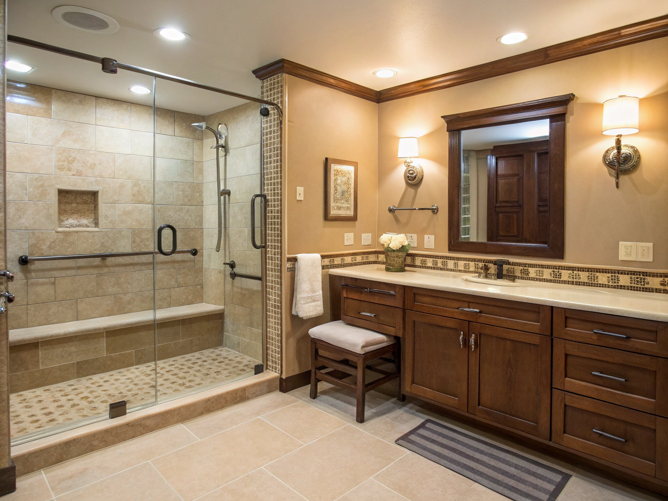 Accessible bathroom remodel designed for aging in place