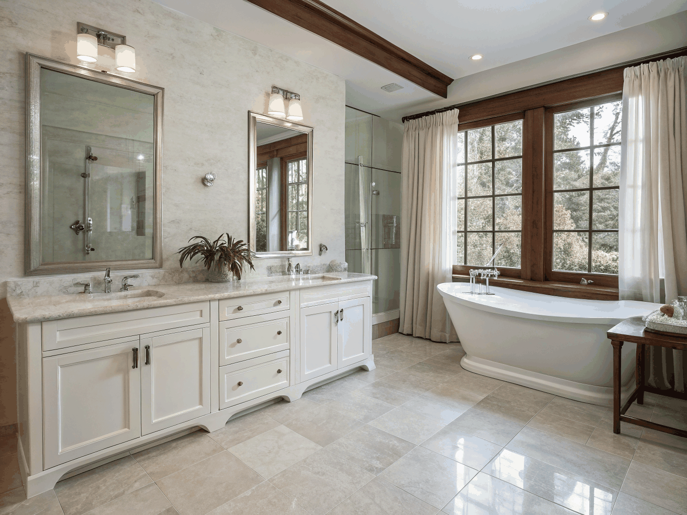 Elegant master bathroom remodel with dual vanity and soaking tub